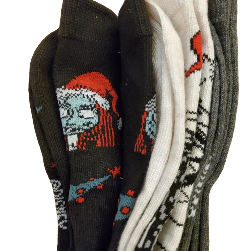 Disney Nightmare Before Christmas Holiday Crew Socks‎ 3 Pairs New